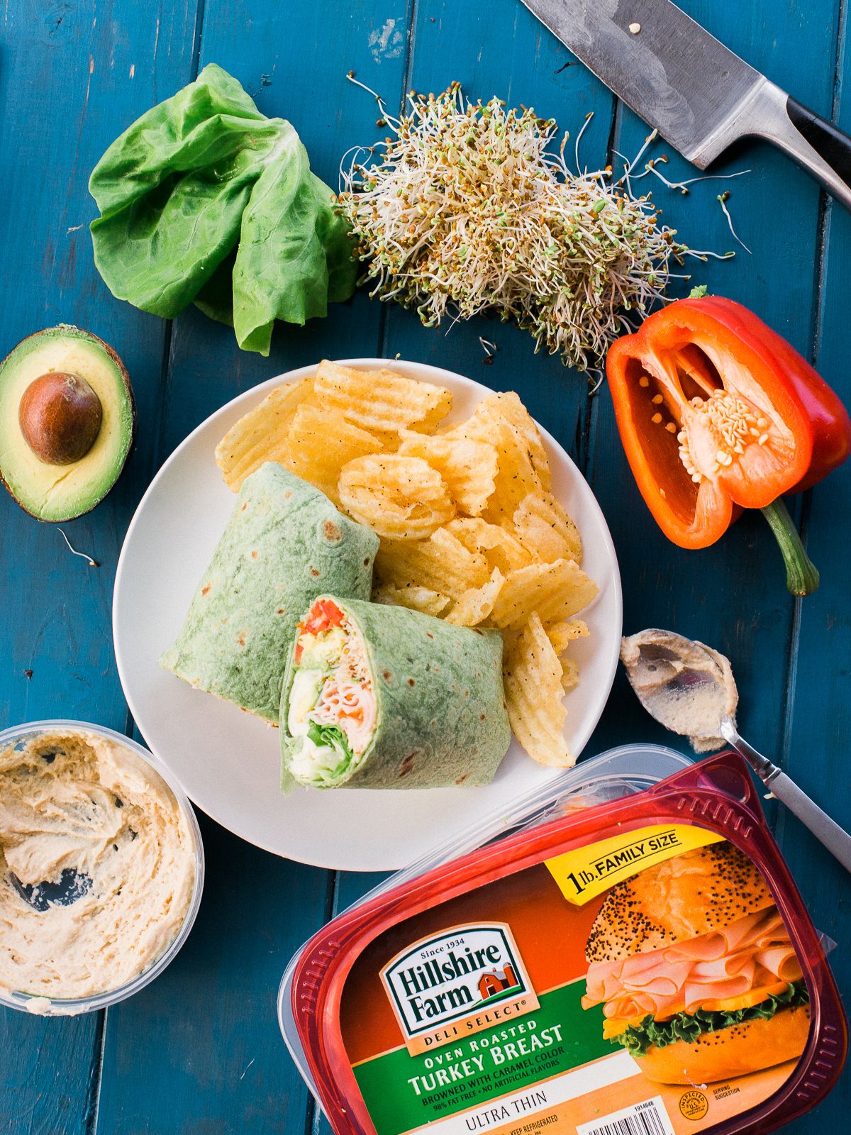 Avocado, Turkey & Hummus Wrap • A Sweet Pea Chef