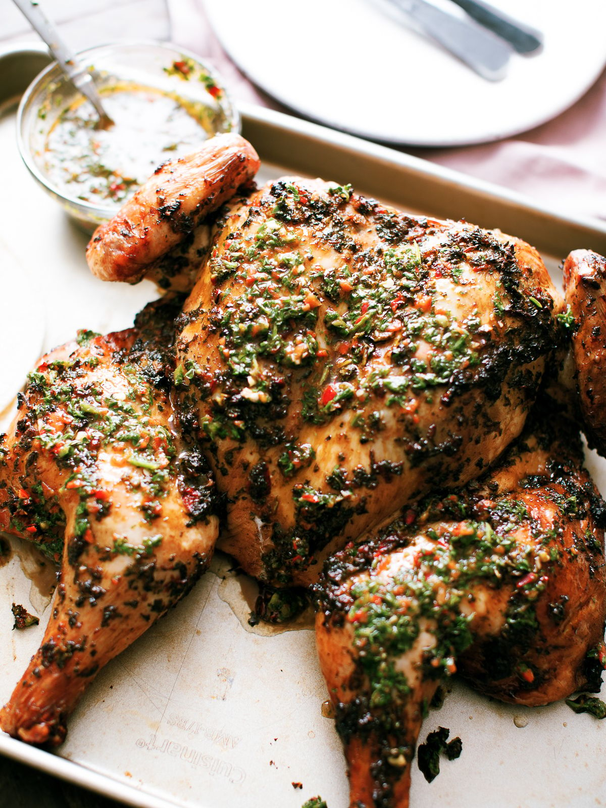 Chimichurri Spatchcock Chicken - Dad With A Pan