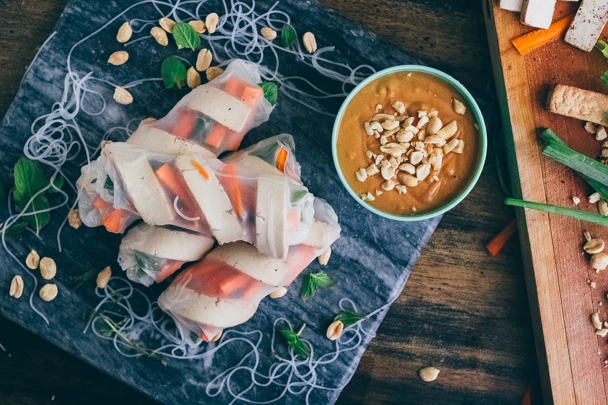 Tofu Spring Rolls Spicy Peanut Sauce 22