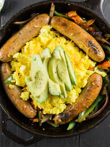 Keto Eggs Pepper Sausage Scramble 13