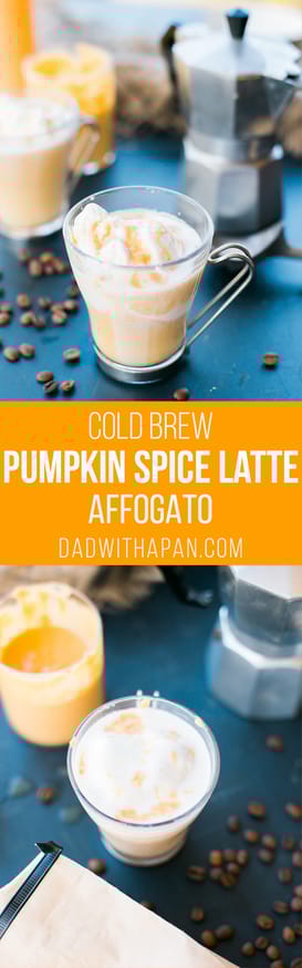 Pumpkin Spice Affogato with a from scratch pumpkin spice sauce that hits the spot as a dessert or afternoon snack. Delicious and comforting!