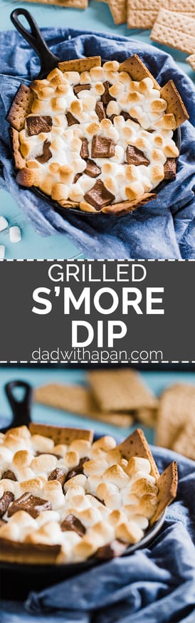 A Grilled S'more Dip is an easy treat for movie night, or outdoor party is definitely a great way to let get in on the S'more action!