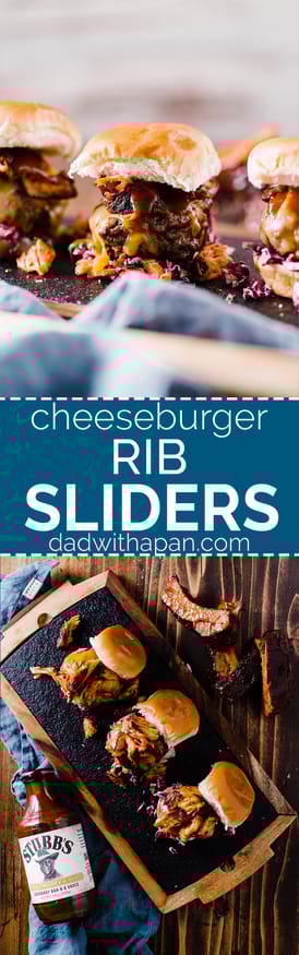 These Baby Back Ribs cheeseburger sliders, topped with a red cabbage slaw will blow your guests socks off this Fourth of July!