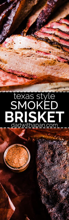 Low and Slow Smoked brisket with a simple pepper based Texas style rub. This is the perfect beginner recipe to get into brisket!