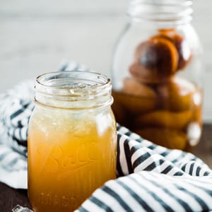 A homemade apricot whiskey, soaking fresh apricots in whiskey. When it was finally ready, I mad an amazing Apricot Whiskey Iced Tea Cocktail!