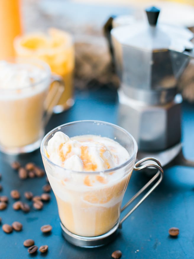 Pumpkin Spice Affogato with a from scratch pumpkin spice sauce that hits the spot as a dessert or afternoon snack. Delicious and comforting!
