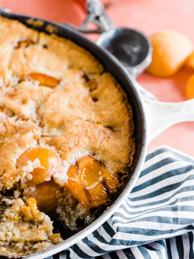 I love apricot cobblers. This weekend I experimented with grilling apricots, then cooking the cobbler in the grill. It came out amazing!