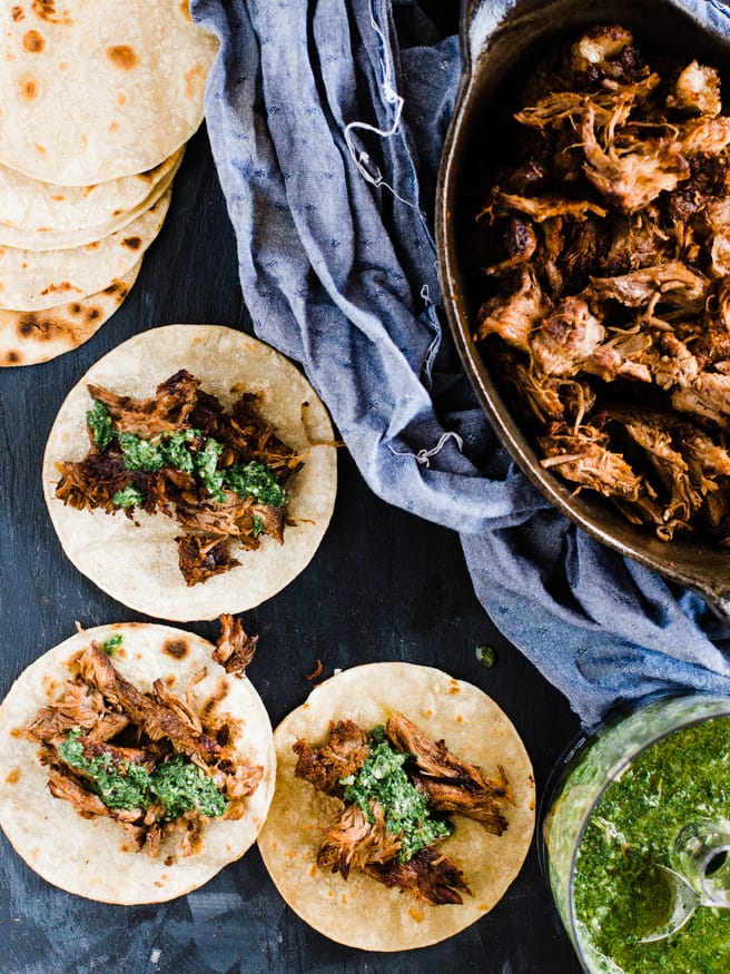 Grilled barbacoa tacos, cooked low and slow with a zesty chimichurri sauce. Barbacoa makes an excellent change to taco Tuesday! dadwithapan.com