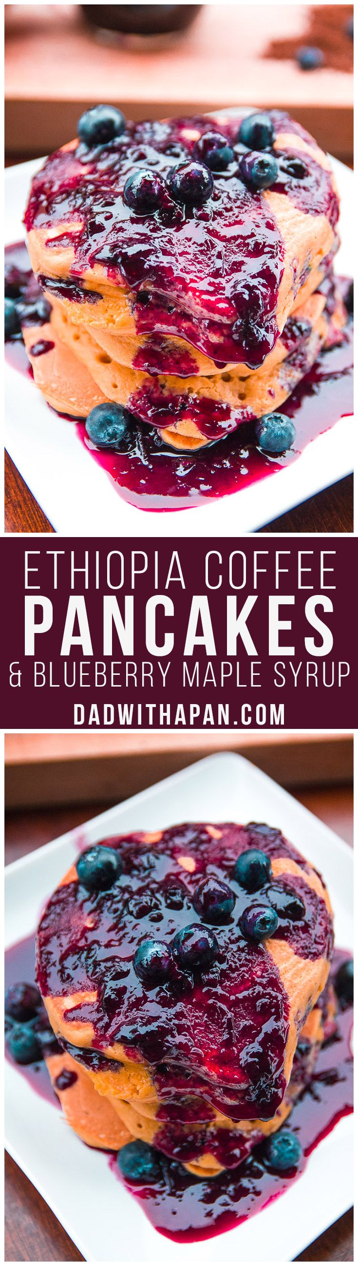 Ethiopia Coffee Pancakes With Blueberry Maple Syrup