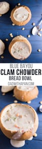 blue bayou clam chowder pin