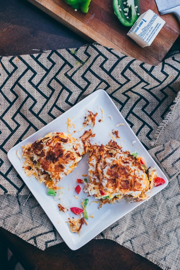 Omelette Hash Brown Waffle Sandwhich