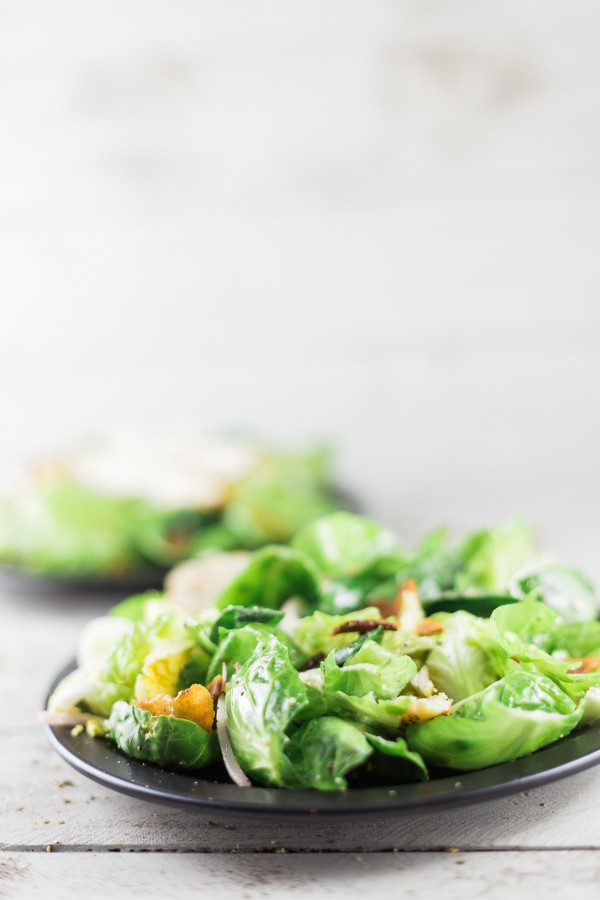 Brussel Sprout Salad With Honey Mustard Vinaigrette Dad With A Pan