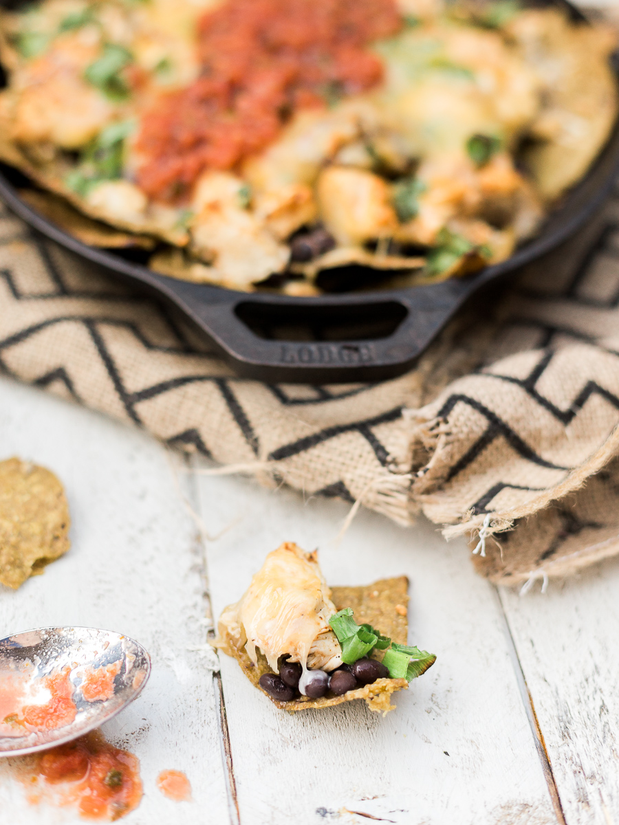 Barbecued Smoked Chicken Nachos with Guacamole Chips - Dad With A Pan