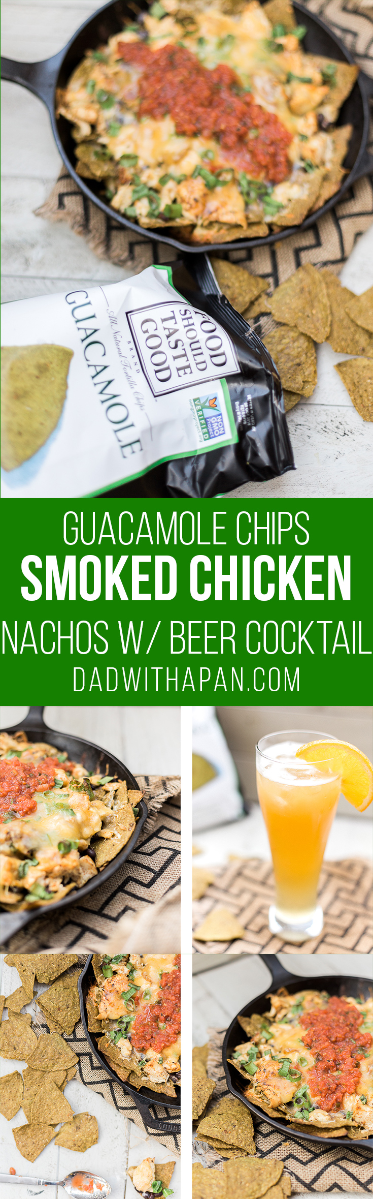 Smoked Chicken Nachos On Tortilla Chips! paire with an Orange Ginger Beer Cocktail! #nachos #smoked #beer