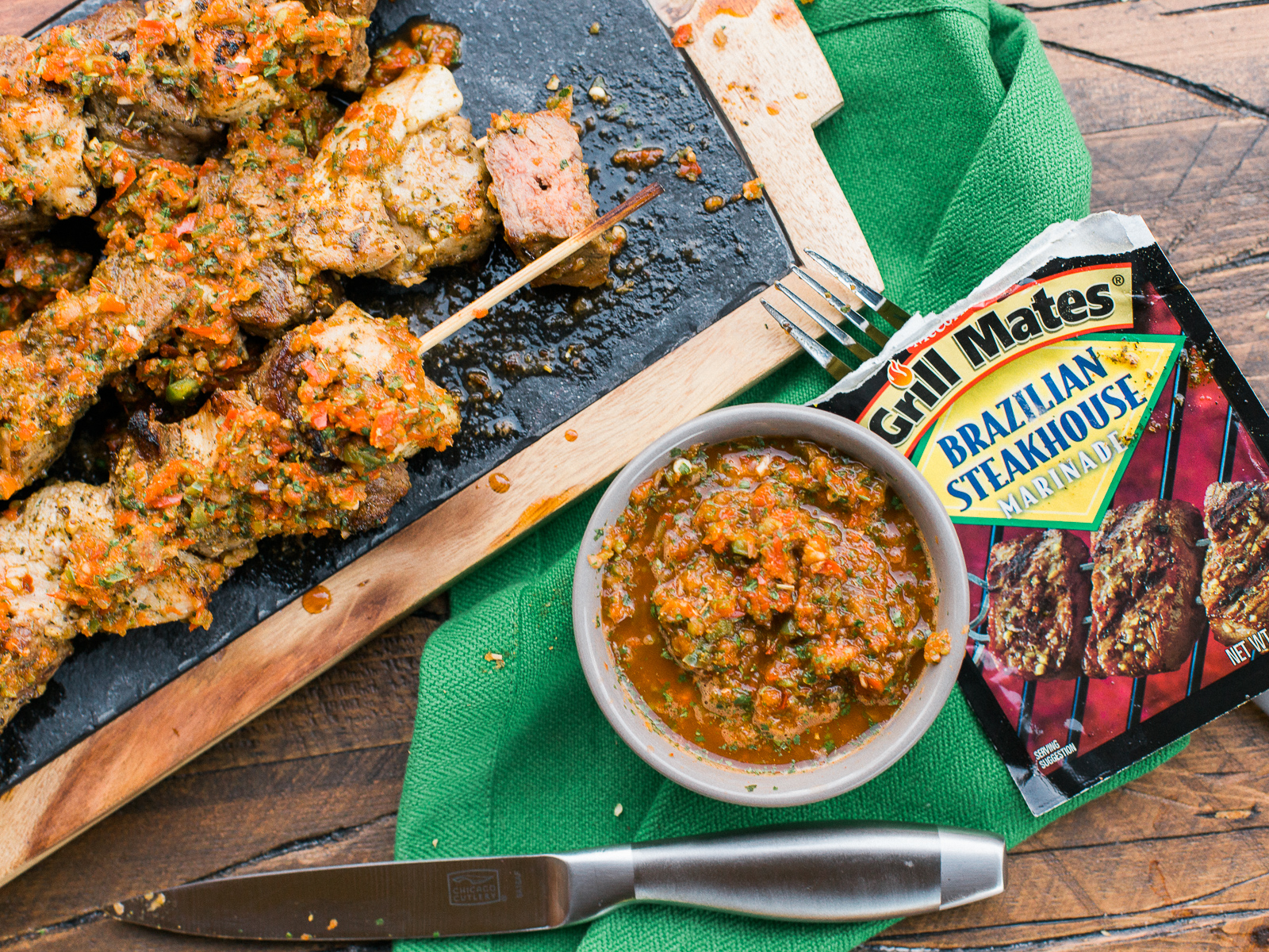 Brazilian Meat Skewers With Red Chimichurri Sauce Dad With A Pan