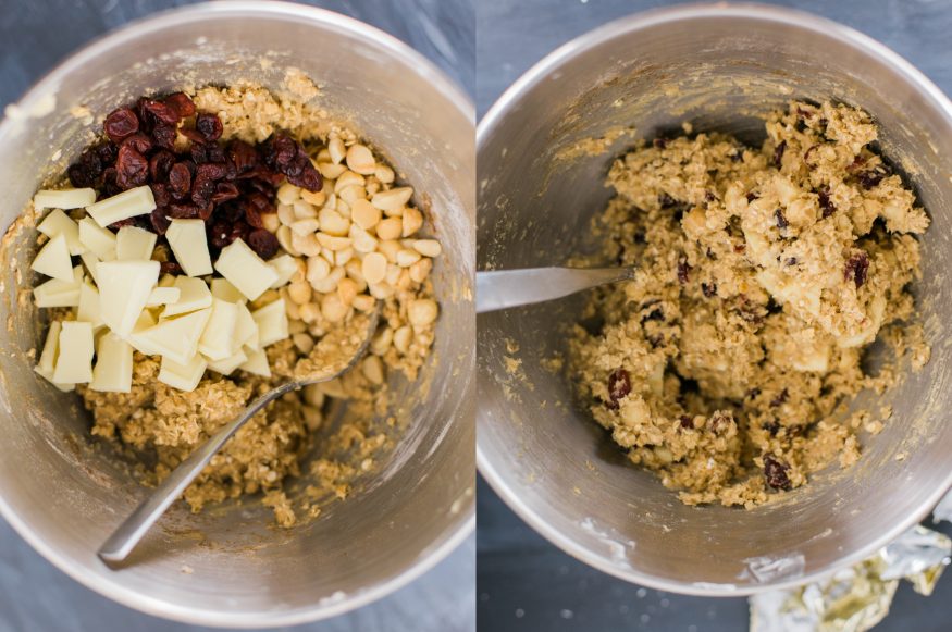 White Chocolate Macadamia Cranberry Oatmeal Cookies that are perfectly chunky, and soft to bite into all at the same time!