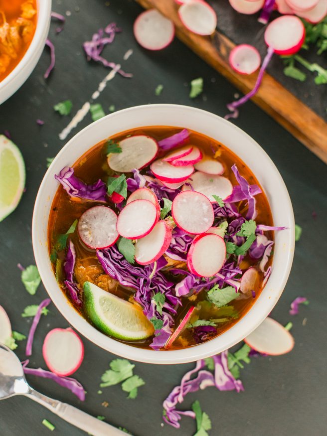 A from-scratch Red Pozole with Chicken recipe that is SUPER easy to make!. This is by far one of my favorite soups!