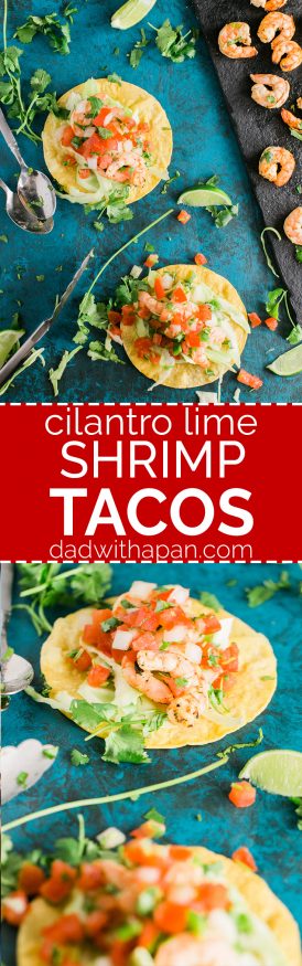 Grilled Shrimp Tacos Recipe with a quick cilantro lime marinade, with butter garlic and other seasonings. Great to make on a weeknight! 