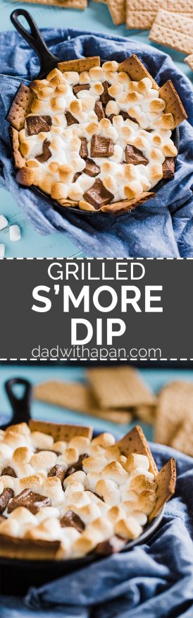 A Grilled S'more Dip is an easy treat for movie night, or outdoor party is definitely a great way to let get in on the S'more action!