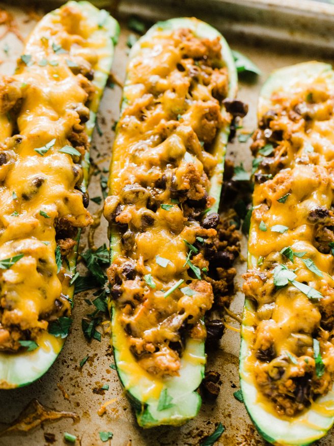 Stuffed Zucchini Boats with Ground Turkey - Dad With A Pan