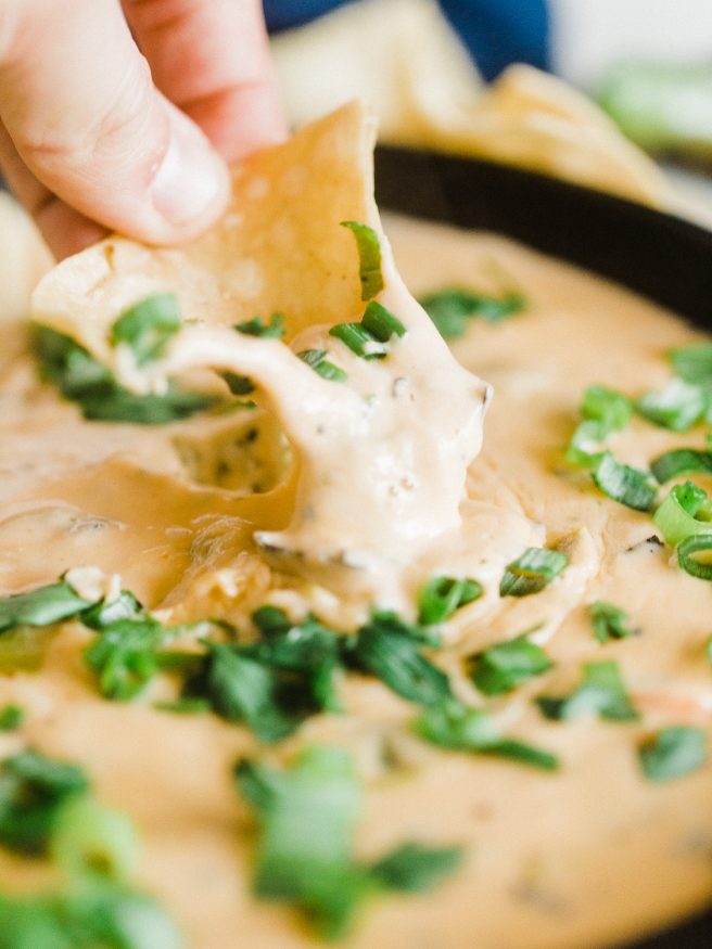 A roasted hatch pepper queso dip loaded with various cheese's and perfect for game day!. Hatch peppers we're meant for queso dip! 