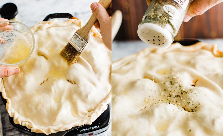 Spaghetti and Meatball Pot Pie is great one pan meal for the weekend. Spaghetti and Meatballs cooked with mozzarella and topped with pizza dough for crust!