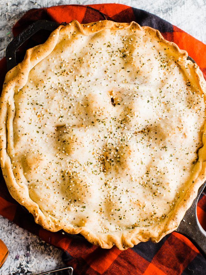 Spaghetti and Meatball Pot Pie is great one pan meal for the weekend. Spaghetti and Meatballs cooked with mozzarella and topped with pizza dough for crust!