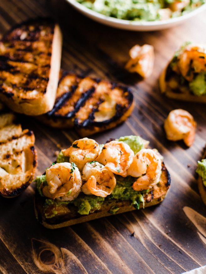 Margarita Shrimp on Grilled Avocado Toast - Dad With A Pan