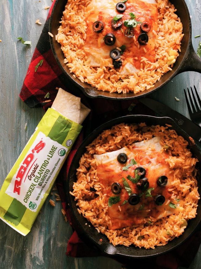 Dinner made easy with this enchilada burrito skillet. Comes together in minutes and makes for a great last minute dinner idea!
