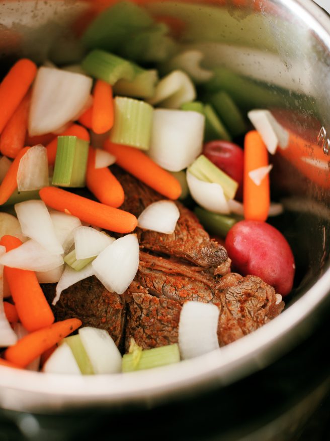 This Instant Pot Roast is the perfect way to get a hearty comfort food on the table during the week. What takes ours in a crock pot, is done in less than 60 minutes with less than 10 minutes of prep!