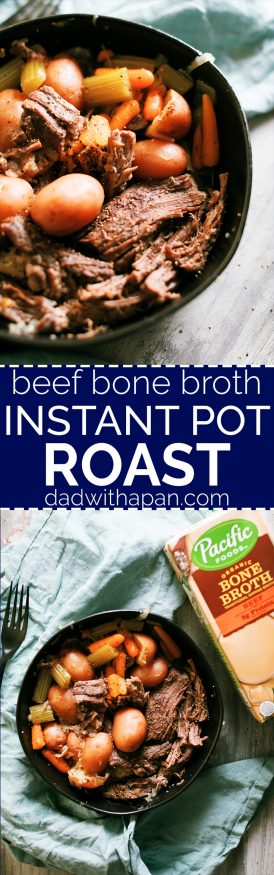 This Instant Pot Roast is the perfect way to get a hearty comfort food on the table during the week. What takes ours in a crock pot, is done in less than 60 minutes with less than 10 minutes of prep!