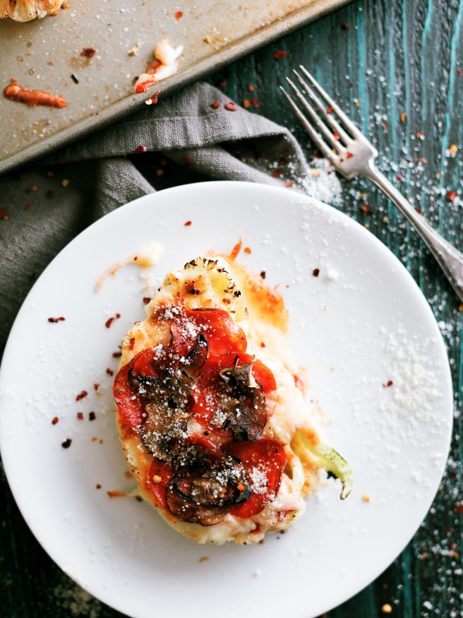 Pizza Cauliflower steaks are a great way to have a low-carb fix on pizza without the hassle of making a cauliflower dough! 