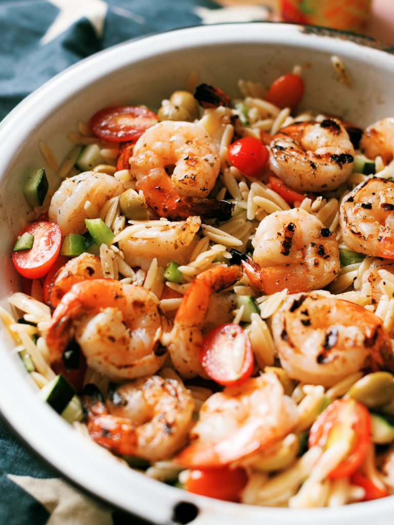 Grilled Shrimp Orzo Pasta Salad - Dad With A Pan