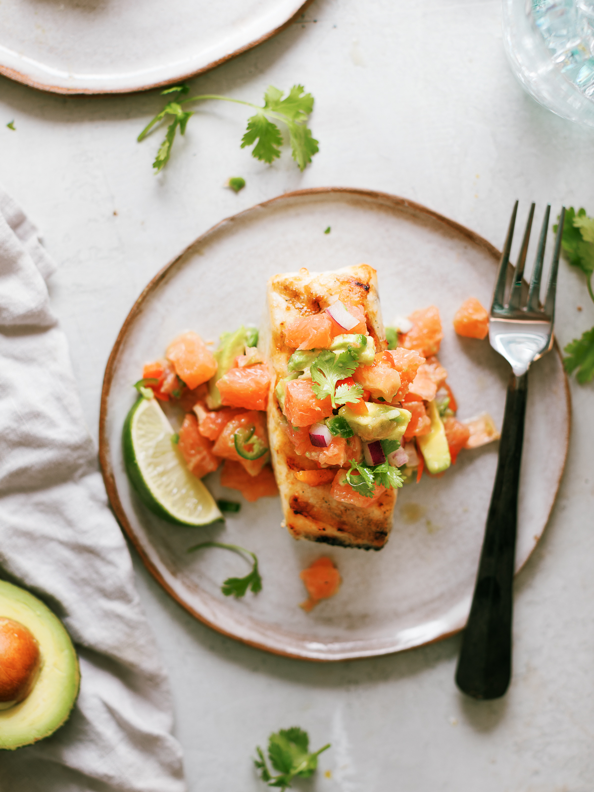 Grilled Halibut With Grapefruit Avocado Salsa - Dad With A Pan