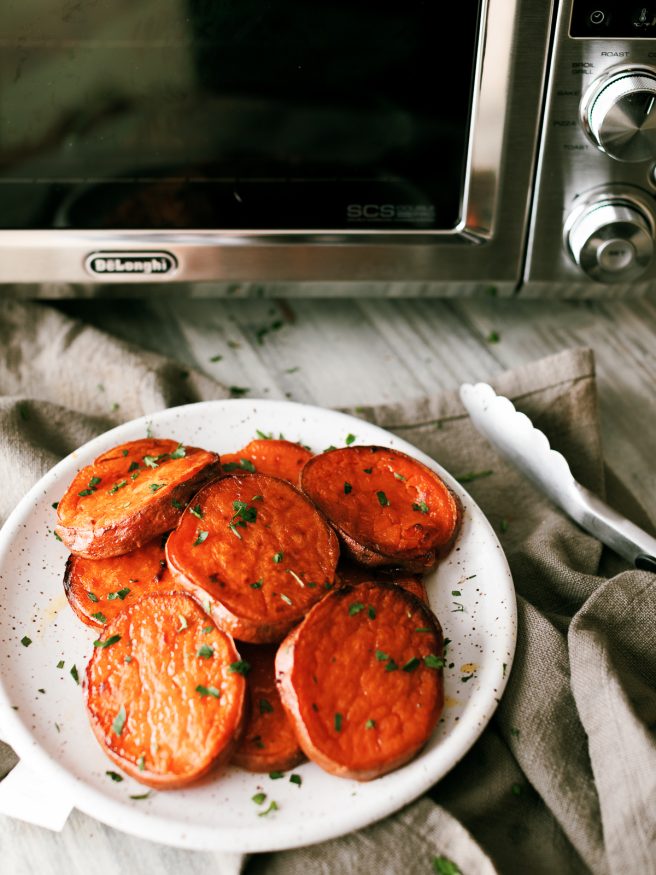 These melted sweet potatoes are buttery, savory and sweet. Perfect side dish for winter and your holiday parties!
