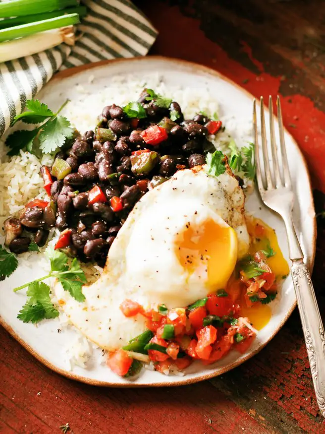 Cuban Beans take standard black beans to a whole other level. Seasoned with cumin and other spices along with some bell pepper and onions. 