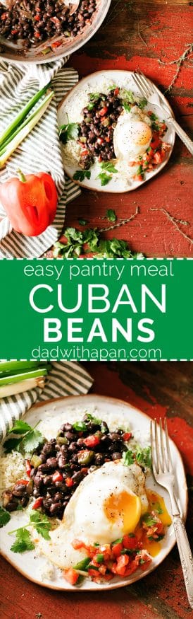 Cuban Beans take standard black beans to a whole other level. Seasoned with cumin and other spices along with some bell pepper and onions. 