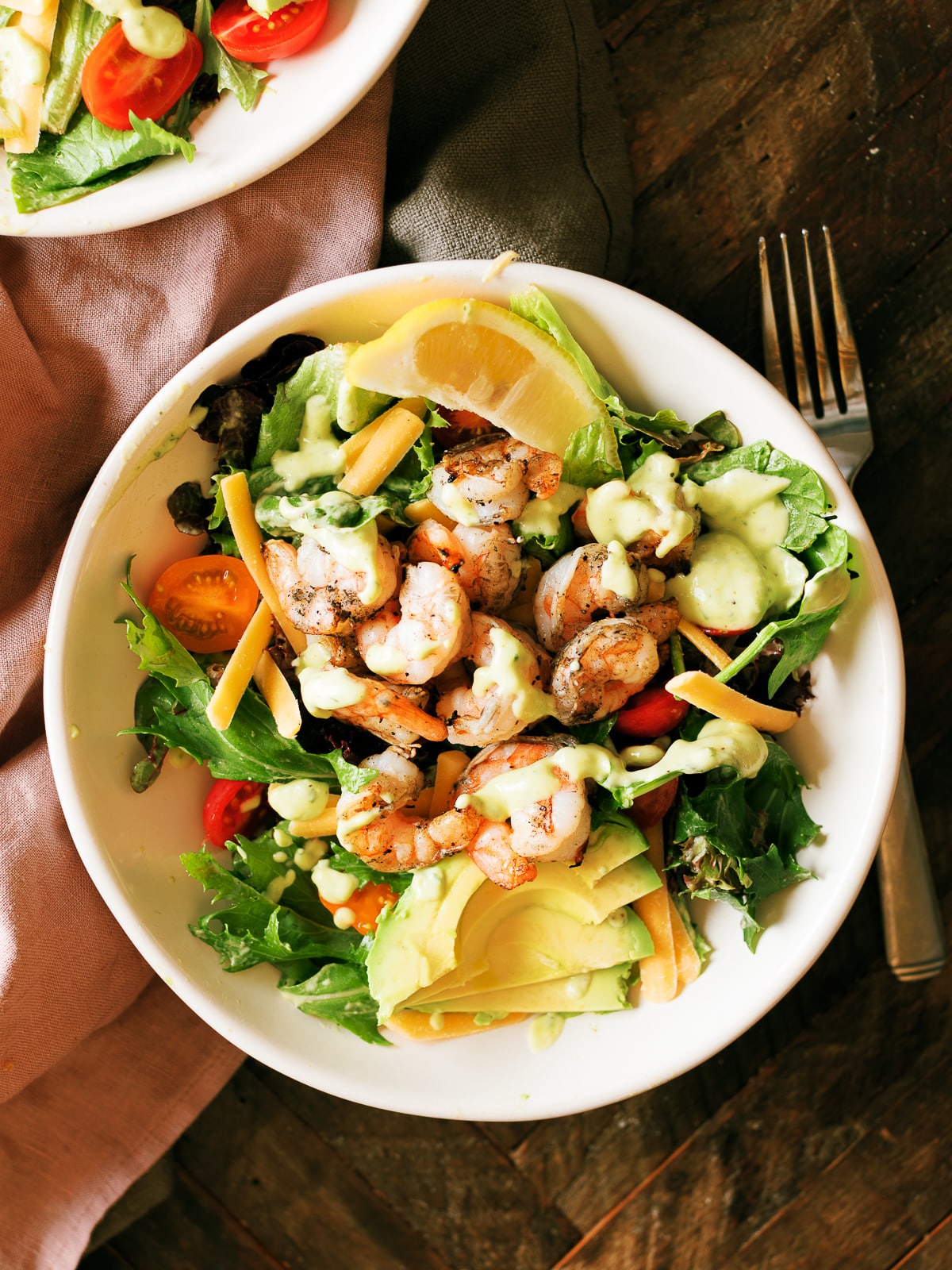 Grilled Shrimp Salad with Citrus Avocado Dressing - Dad With A Pan