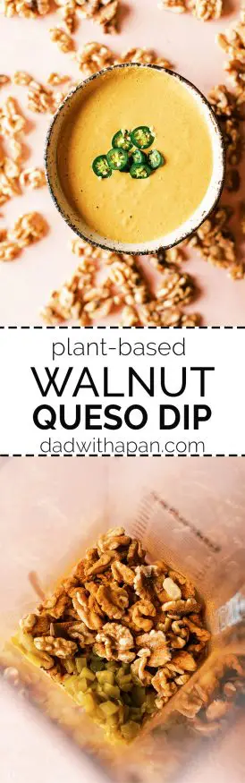 This Walnut Queso Dip is a light and healthy way to get your snacking on! It’s a great alternative to standard queso dip, plus it’s got a beautiful creaminess to it. 