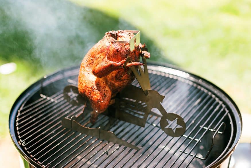 Smokey, fall-apart-tender, and a juicy, this taco seasoned beer can chicken, is great on its, own, or for taco night! 