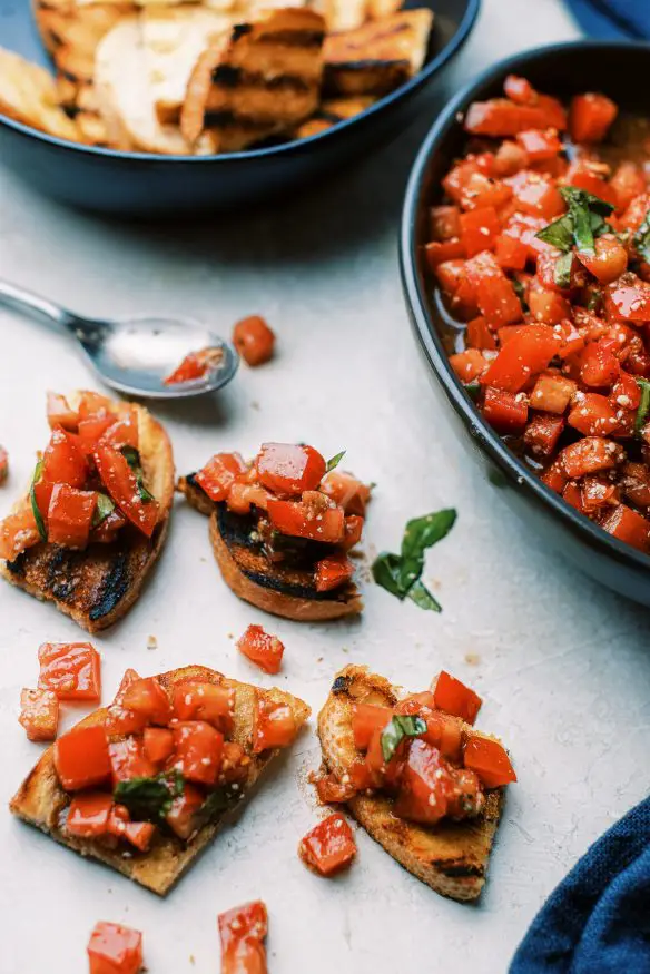 Bruschetta, is my favorite Italian appetizer. It goes great on a crusty bread, or can even be used as a topping for sandwiches, salads or chicken. 